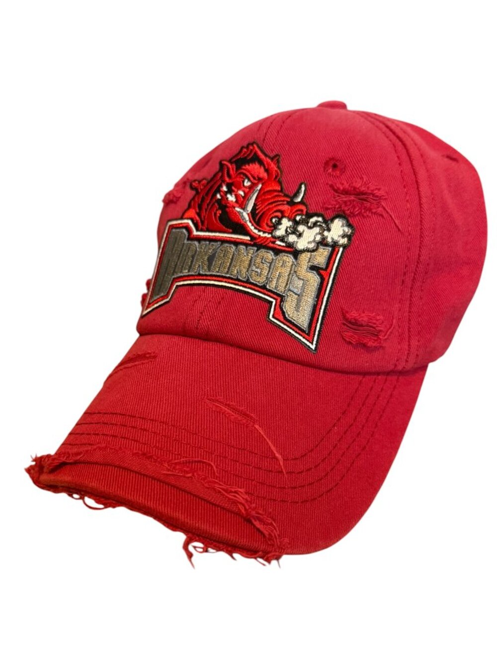 Arkansas Razorbacks Custom Retro Distressed Red Adjustable Hat - Picture 2 of 3